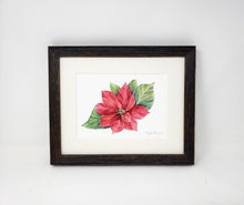 Load image into Gallery viewer, Poinsettia, original or fine art print, holiday decor, holiday art, framed poinsettia - Leigh Barry Watercolors