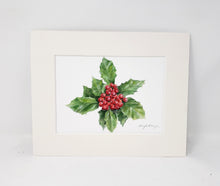 Load image into Gallery viewer, Holly, original or fine art print, holiday decor, holiday art, framed holly print, Christmas floral painting - Leigh Barry Watercolors