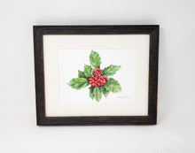 Load image into Gallery viewer, Holly, original or fine art print, holiday decor, holiday art, framed holly print, Christmas floral painting - Leigh Barry Watercolors