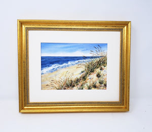 "Looking South" Watercolor Original or Prints, Beach Decor, Beach Print, Ocean Print, Leigh Barry framed art wall decor summer art, relaxing beach print