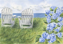 Load image into Gallery viewer, Nantucket Seaside, Watercolor notecards, Hydrangea Watercolor, Cape Cod Coastal Notecards, Blank notecards, watercolor notecards note card
