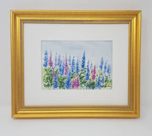 Load image into Gallery viewer, Lupine watercolor framed floral print lupine painting Maine painting framed lupine print framed wall decor bedroom wall decor colorful art - Leigh Barry Watercolors
