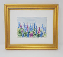 Load image into Gallery viewer, Lupine watercolor framed floral print lupine painting Maine painting framed lupine print framed wall decor bedroom wall decor colorful art - Leigh Barry Watercolors