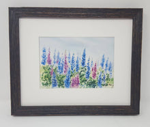 Load image into Gallery viewer, Lupine watercolor framed floral print lupine painting Maine painting framed lupine print framed wall decor bedroom wall decor colorful art - Leigh Barry Watercolors
