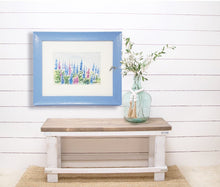 Load image into Gallery viewer, Lupine watercolor framed floral print lupine painting Maine painting framed lupine print framed wall decor bedroom wall decor colorful art - Leigh Barry Watercolors