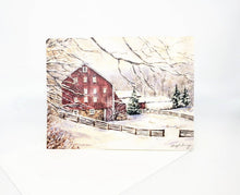 Load image into Gallery viewer, First Snow, Red Barn Notecards