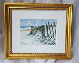 Beach watercolor painting - beach landscape painting - ready to hang wall art - ocean watercolor - beach decor wall art - Fenwick Island - Leigh Barry Watercolors