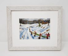 Load image into Gallery viewer, Coming Home, Christmas snowy painting cozy Christmas art holiday wall decor framed Christmas art Christmas painting country Christmas art - Leigh Barry Watercolors