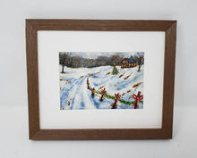 Load image into Gallery viewer, Coming Home, Christmas snowy painting cozy Christmas art holiday wall decor framed Christmas art Christmas painting country Christmas art - Leigh Barry Watercolors