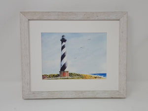 Cape Hatteras Lighthouse painting Outer Banks original watercolor North Carolina coastal painting beach wall art - Leigh Barry Watercolors