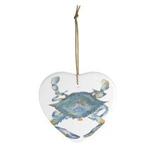 Load image into Gallery viewer, Blue Crab Christmas Ornament Maryland Ceramic Ornaments Crab ornament Maryland gift Christmas crab gift for dad small gift for mom - Leigh Barry Watercolors