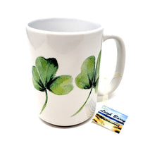 Load image into Gallery viewer, Shamrocks Mug Shamrocks Coffee Mug Irish Coffe Mug Latte Mug Camp Mug Camper cup Irish gift Ireland gift Irish art shamrock art Celtic gift - Leigh Barry Watercolors