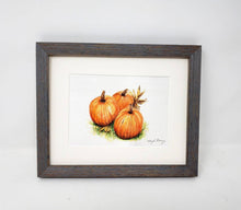 Load image into Gallery viewer, Pumpkins: Pumpkin Art, Pumpkin painting, autumn art decor,framed fall art print, farmhouse art print,framed fall print, pumpkin print - Leigh Barry Watercolors