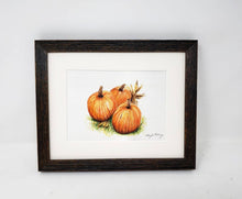 Load image into Gallery viewer, Pumpkins: Pumpkin Art, Pumpkin painting, autumn art decor,framed fall art print, farmhouse art print,framed fall print, pumpkin print - Leigh Barry Watercolors