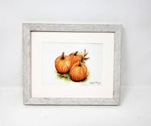 Load image into Gallery viewer, Pumpkins: Pumpkin Art, Pumpkin painting, autumn art decor,framed fall art print, farmhouse art print,framed fall print, pumpkin print - Leigh Barry Watercolors