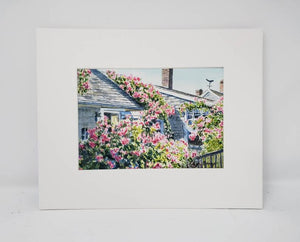 Nantucket painting Rose Covered Cottage Cape Cod framed watercolor print framed art print cottage art Sconset Nantucket painting roses - Leigh Barry Watercolors