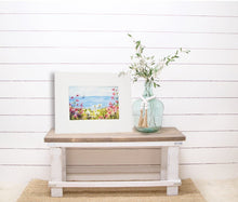 Load image into Gallery viewer, Sailing By: Seaside Painting Giclee Print or Originalbeach decor framed beach art cape cod art framed floral watercolor ocean watercolor - Leigh Barry Watercolors
