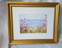 Load image into Gallery viewer, Sailing By: Seaside Painting Giclee Print or Originalbeach decor framed beach art cape cod art framed floral watercolor ocean watercolor - Leigh Barry Watercolors
