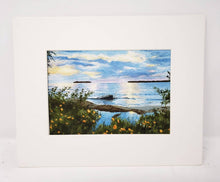 Load image into Gallery viewer, Summer Sunset painting watercolor lake sunset print framed Michigan landscape painting print Leigh Barry Watercolors sunset print framed - Leigh Barry Watercolors