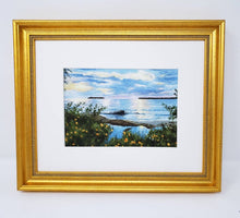Load image into Gallery viewer, Summer Sunset painting watercolor lake sunset print framed Michigan landscape painting print Leigh Barry Watercolors sunset print framed - Leigh Barry Watercolors