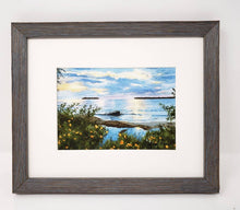 Load image into Gallery viewer, Summer Sunset painting watercolor lake sunset print framed Michigan landscape painting print Leigh Barry Watercolors sunset print framed - Leigh Barry Watercolors