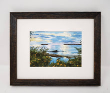 Load image into Gallery viewer, Summer Sunset painting watercolor lake sunset print framed Michigan landscape painting print Leigh Barry Watercolors sunset print framed - Leigh Barry Watercolors