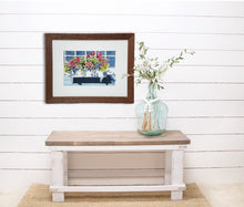 Load image into Gallery viewer, Window Box floral watercolor painting floral painting flower box painting framed wall art print home decor Leigh Barry colorful art print - Leigh Barry Watercolors