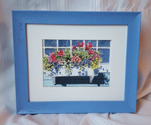 Load image into Gallery viewer, Window Box floral watercolor painting floral painting flower box painting framed wall art print home decor Leigh Barry colorful art print - Leigh Barry Watercolors