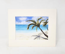 Load image into Gallery viewer, &quot;Tropical Beach&quot;  Palm Trees Beach Painting, Ocean Painting,  palm trees and beach watercolor print,Leigh Barry Watercolors seashore print framed art
