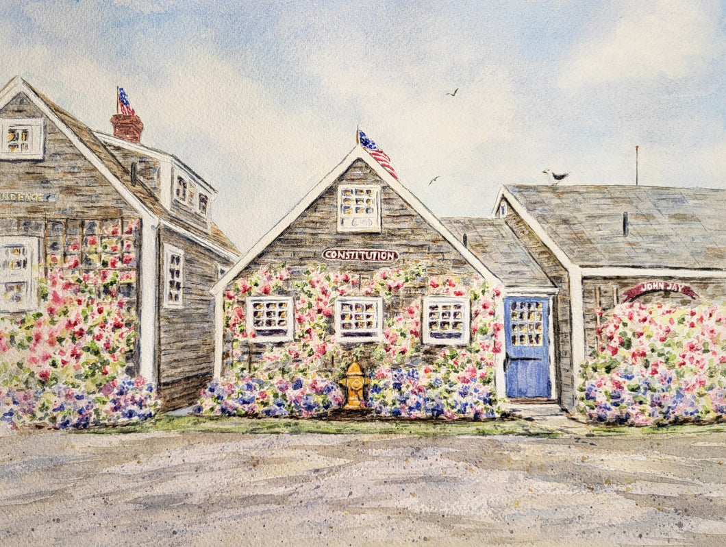 Constitution Cottage Nantucket, Nantucket Cottage Painting, Old North Wharf, Nantucket Island, Cape Cod Art, Original Painting or Fine Art Prints