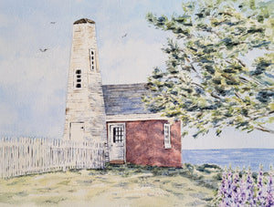 Pemaquid Point Bell Tower, Pemaquid Lighthouse, Maine Art, Pemaquid Lighthouse Painting