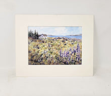 Load image into Gallery viewer, Maine Lupine and Queen Anne&#39;s Lace Watercolor Print or Original Painting, Maine Lupine Watercolor Art print lupine art print Maine painting art print framed lupine painting
