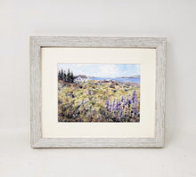 Load image into Gallery viewer, Maine Lupine House  Watercolor Print or Original Painting, Maine Lupine House  Watercolor Art print lupine art print Maine painting art print framed lupine painting
