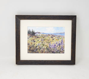 Maine Lupine and Queen Anne's Lace Watercolor Print or Original Painting, Maine Lupine Watercolor Art print lupine art print Maine painting art print framed lupine painting