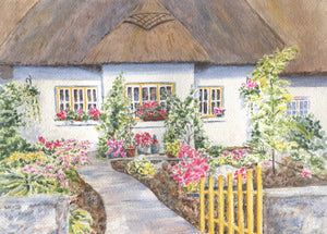 Adare Cottage, Adare Ireland, Ireland landscape, Ireland watercolor, Irish art, Irish painting, Ireland print, original painting