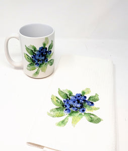 Blueberries  Mug and Tea Towel - Leigh Barry Watercolors