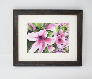 Pink Azaleas: Watercolor giclee print or original painting, floral watercolor art, pink floral art, framed wall art, azalea painting, - Leigh Barry Watercolors