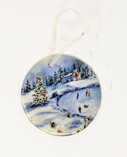 Load image into Gallery viewer, Winter Skating Christmas Ornament Winter Skating Ceramic Ornament gift Christmas small gift for mom - Leigh Barry Watercolors
