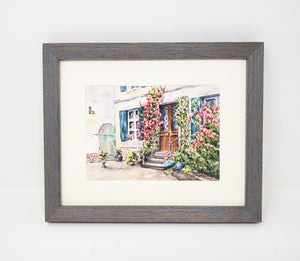 French Courtyard, Watercolor Painting Print or Original, France landscape, French watercolor Leigh Barry Watercolors - Leigh Barry Watercolors
