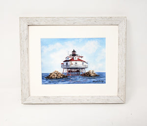Thomas Point Lighthouse Watercolor Print Or Original Painting Giclee Print art coastal print - Leigh Barry Watercolors