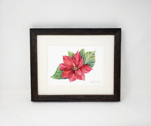 Poinsettia, original or fine art print, holiday decor, holiday art, framed poinsettia - Leigh Barry Watercolors