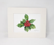 Load image into Gallery viewer, Holly, original or fine art print, holiday decor, holiday art, framed holly print, Christmas floral painting - Leigh Barry Watercolors
