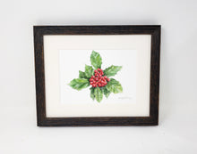 Load image into Gallery viewer, Holly, original or fine art print, holiday decor, holiday art, framed holly print, Christmas floral painting - Leigh Barry Watercolors
