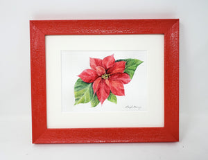 Poinsettia, original or fine art print, holiday decor, holiday art, framed poinsettia - Leigh Barry Watercolors