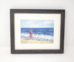 At The Beach Watercolor Prints or Original Painting, Ocean Painting, Beach Decor, framed watercolor print beach artwork beach house decor ocean painting