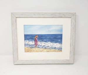 At The Beach Watercolor Prints or Original Painting, Ocean Painting, Beach Decor, framed watercolor print beach artwork beach house decor ocean painting