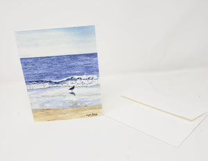 "Wading" Seagull On The Beach Watercolor notecards, Beach Art Blank Notecards, Coastal Notecards, Blank notecards, watercolor notecards note card