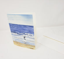 Load image into Gallery viewer, &quot;Wading&quot; Seagull On The Beach Watercolor notecards, Beach Art Blank Notecards, Coastal Notecards, Blank notecards, watercolor notecards note card
