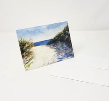 Load image into Gallery viewer, On The Path Beach notecards, Blank greeting cards blank thank you notes Leigh Barry Watercolors cards and envelopes beach painting cards art note

