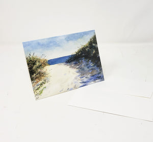 On The Path Beach notecards, Blank greeting cards blank thank you notes Leigh Barry Watercolors cards and envelopes beach painting cards art note